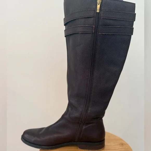 Like New! Franco Sarto Brown Leather Knee-High Boots wide calf - Picture 5 of 9